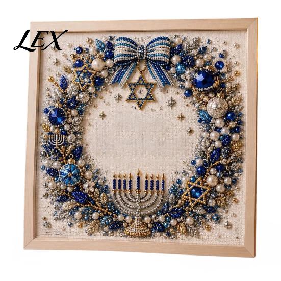 Beginner Friendly Craft DIY Hanukkah Pearl Art Kit, 3D Mosaic Bead Set, Creative Indoor Garden Decor Ritual Activity Making Kit for Traditional