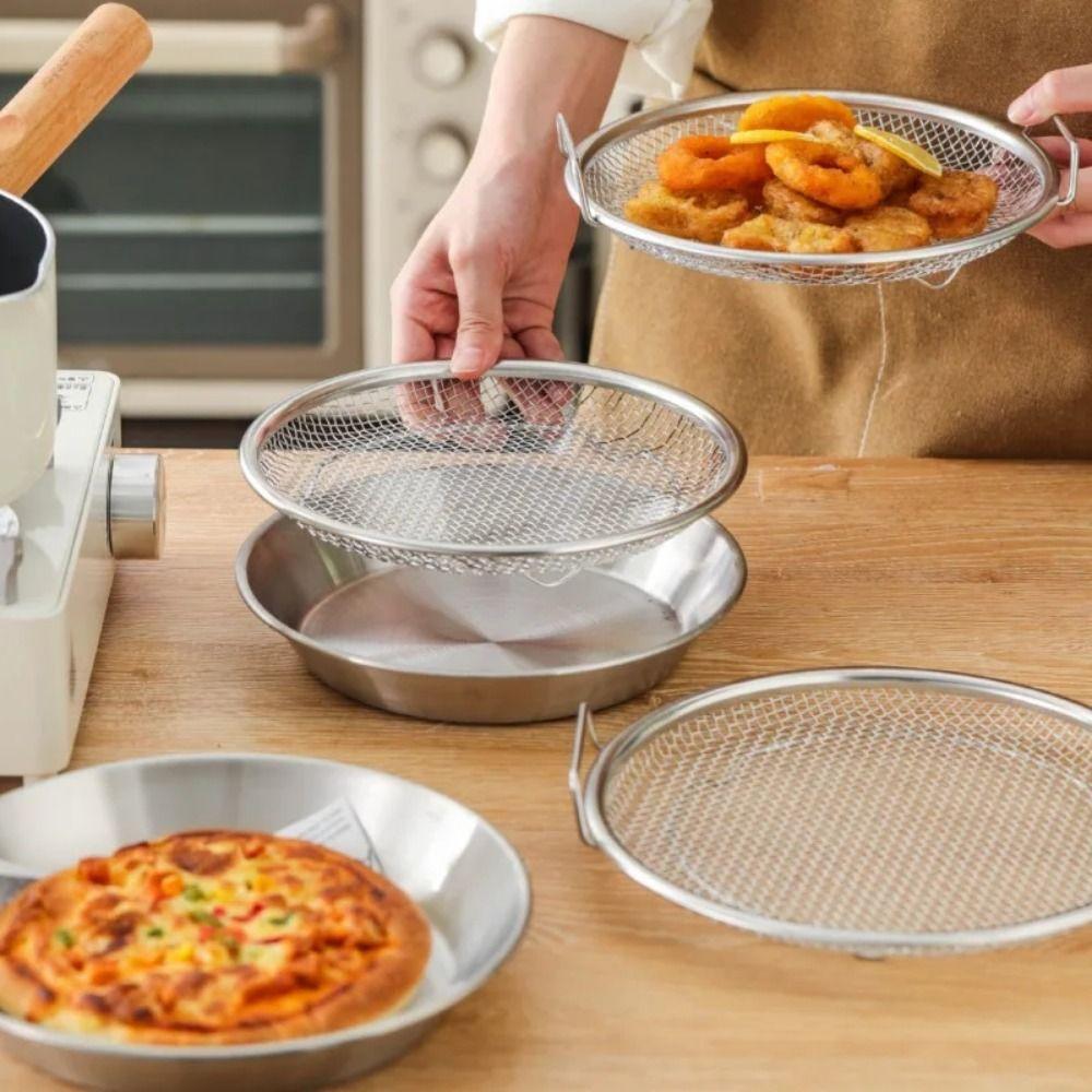 Stainless Steel Mesh Drain Basket Round Oil Residue Filter Plate Cooking Oil Strainer Frying Food