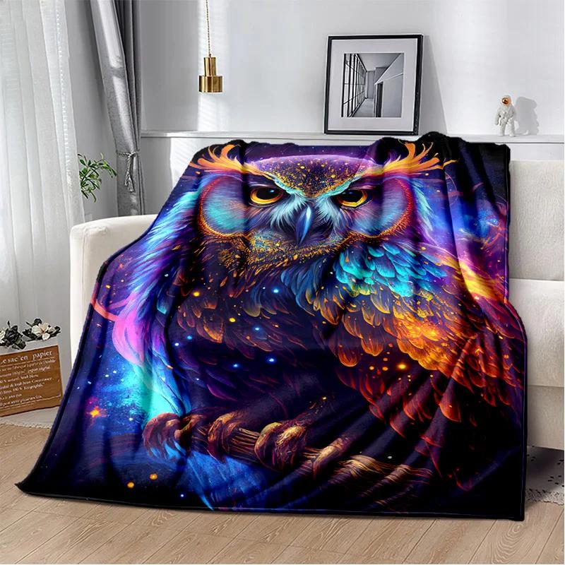 HD Colourful Cute Owl Cartoon Blanket,Soft Throw Blanket for Home Bedroom Bed Sofa Picnic Travel Office Rest Cover Blanket Kids