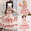 Strawberry Retro Aesthetic Japanese Lolita Strap Dress Pleated Dress Cute Frill Comic Show Cosplay Kawaii Girl Outfit