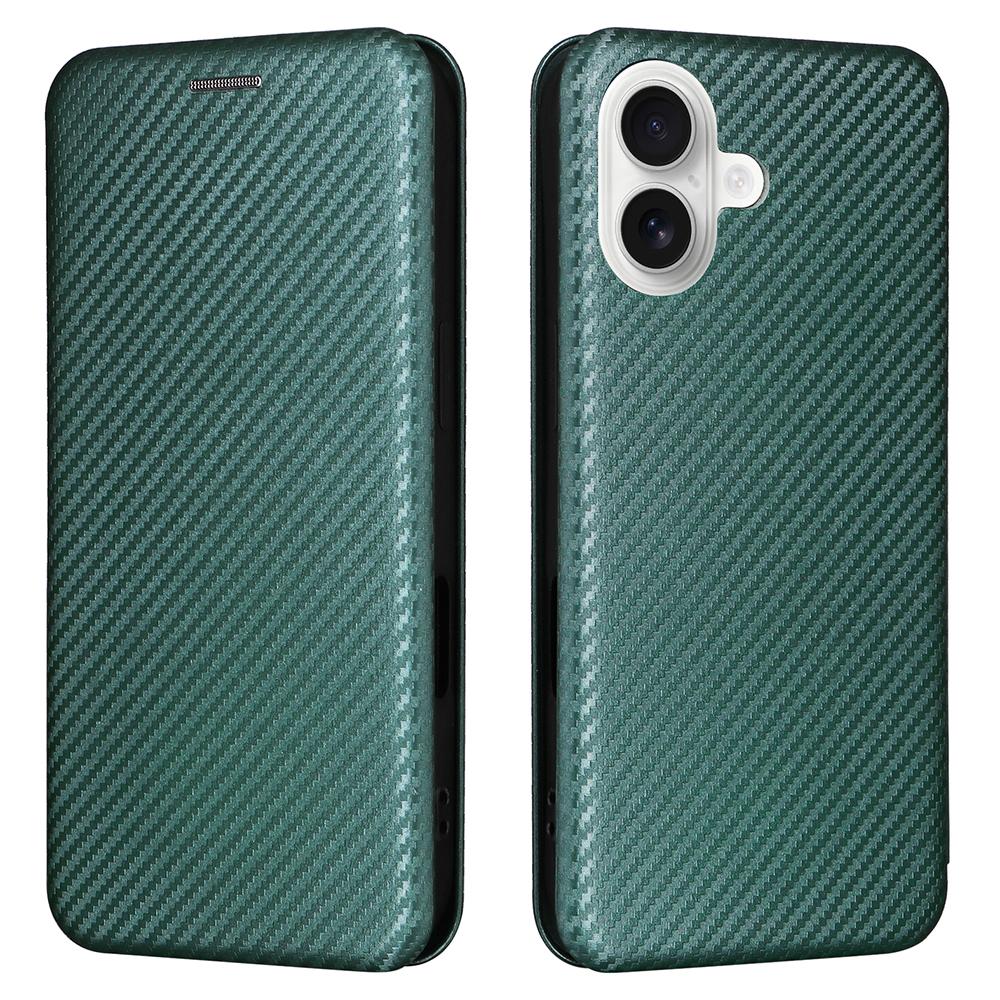 For iPhone 17 Case Carbon Fiber Texture Drop-Proof PU Leather Phone Cover