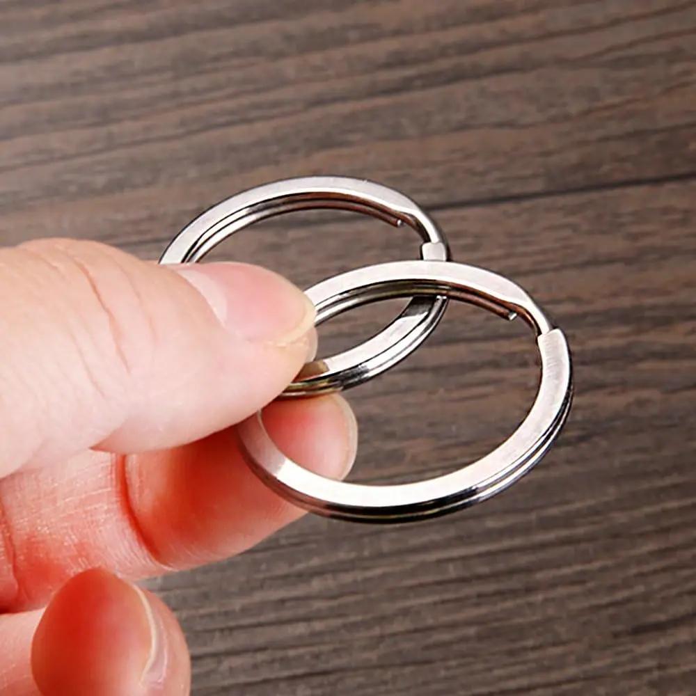 10-100 pezzi 25/30 mm Anelli Portachiavi in Acciaio Inossidabile Anelli Divisi Piatto Rotondo Portachiavi per Creazione Gioielli Portachiavi Lucidato DIY Componenti