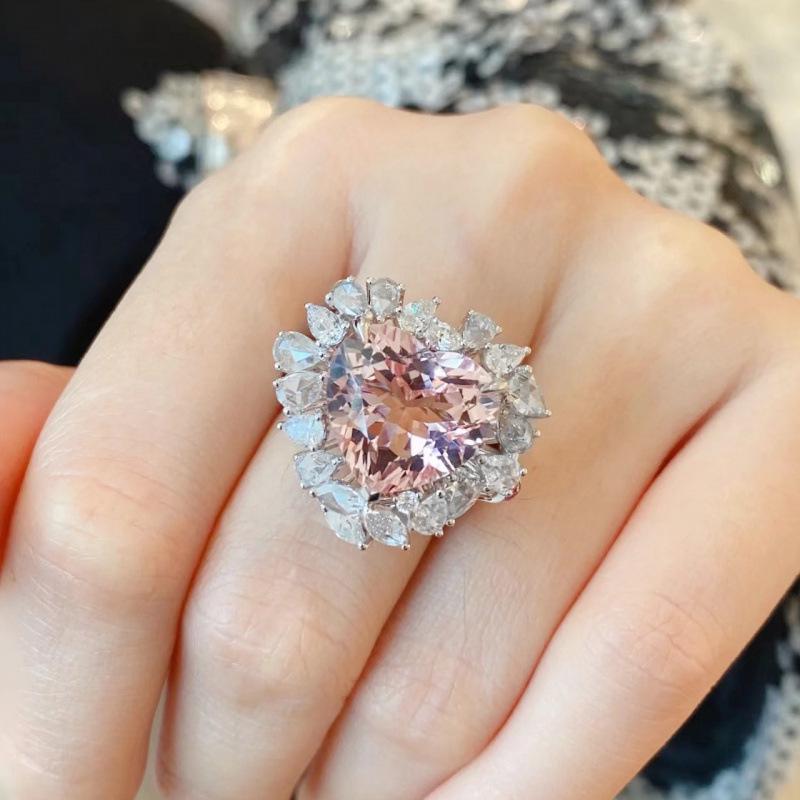 Elegant Adjustable Heart-Shaped Pink Zircon Gem Ring for Women - Cool, Niche Design for Index Finger Adjustable Open