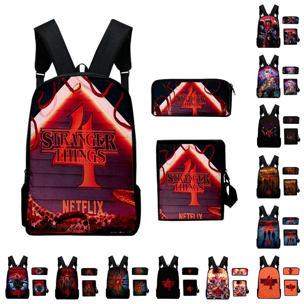 Stranger Things Waterproof Backpack Set 3pcs Crossbody Bag Pencil Bag Included