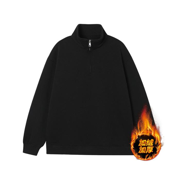 A 4 Kehua cotton composite half zipper Plo neck sweater velvet blank top starting at ten pieces 2XL чёрный 3664₽