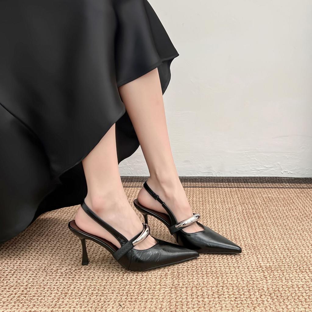 High Heels Are Not Tired of Feet, Small People Increase Their Height, Women's Shoes 2025 Summer New French Back Empty Single Shoes, Women's Fashion