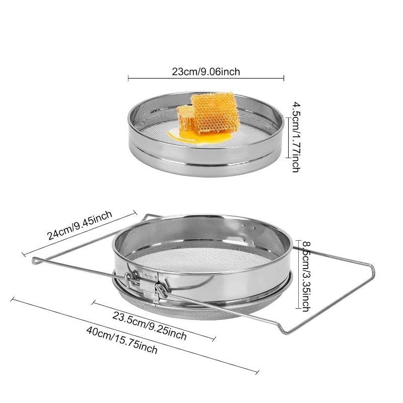 Double Layer Honey Filter Stainless Steel Ultra-fine Mesh Filter Belt with Adjustable Handle for Coarse Fine Screen Collection