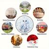 2D Mandala Wind Chime with Owl Family Pattern Metal Windmill Dynamic Sculpture for Garden Courtyard Hanging Decor Durable Outdoor