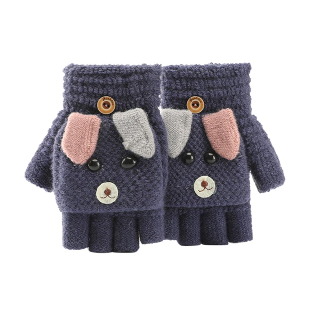 Soft Convertible Flip Top Gloves Kids Baby Winter Warm Knit Fingerless Mitten