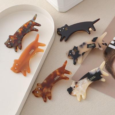 Kitten Cat Shaped Hair Clip Acetic Acid Small Animals Hairpin Korean Style Headwear Hair Accessories Cute Side Clip Female