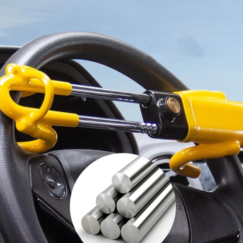 Car Steering Wheel Lock Anti-Theft Device, Steering Wheel Locks for Car SUV Easy Installation, Rubber Coating Handle