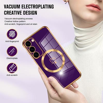 Per Samsung Galaxy S25 S24 Ultra S23 S22 Ricarica Wireless Antiurto Placcatura Cuore Amore Custodia Magnetica