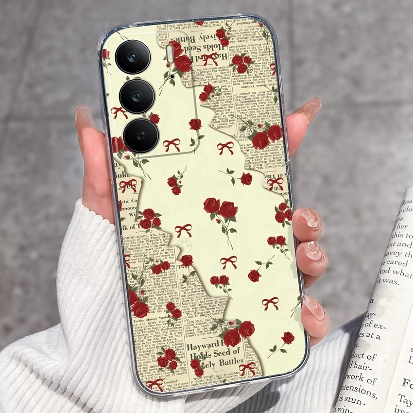 For Oppo Realme C75 C75x C71 C67 C63 C55 C35 C33 C21Y C20 C15 Clear Phone Covers Adorable Cat Patterns Screen Protector Dustproof Case For Oppo Casing