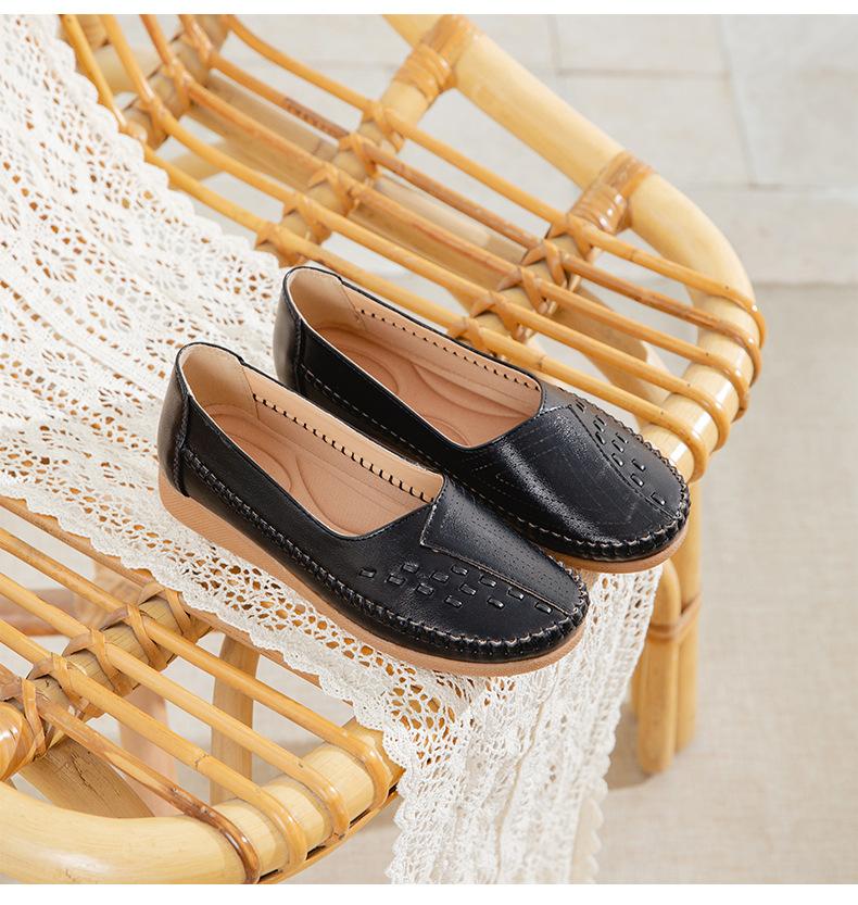 

Модные женские балетки-лоферы из кожи, белые туфли для работы медсестры, удобные модные туфли медсестры с круглым носком 35 чёрный