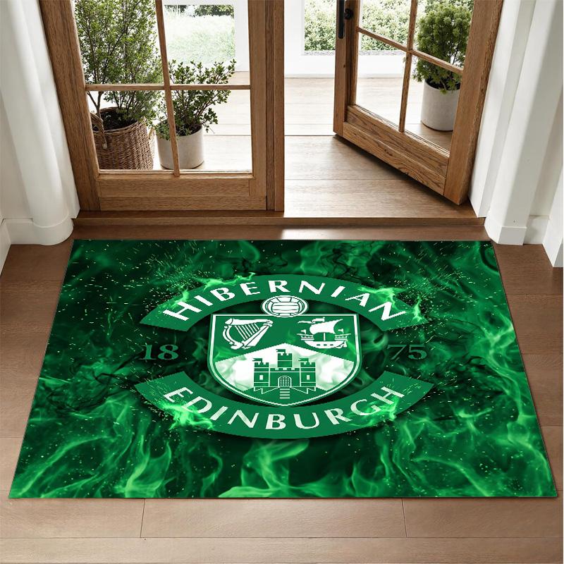 Hibernian FC Design Crystal Velvet Rug Soft Decorative Mat for Bedroom Entrance