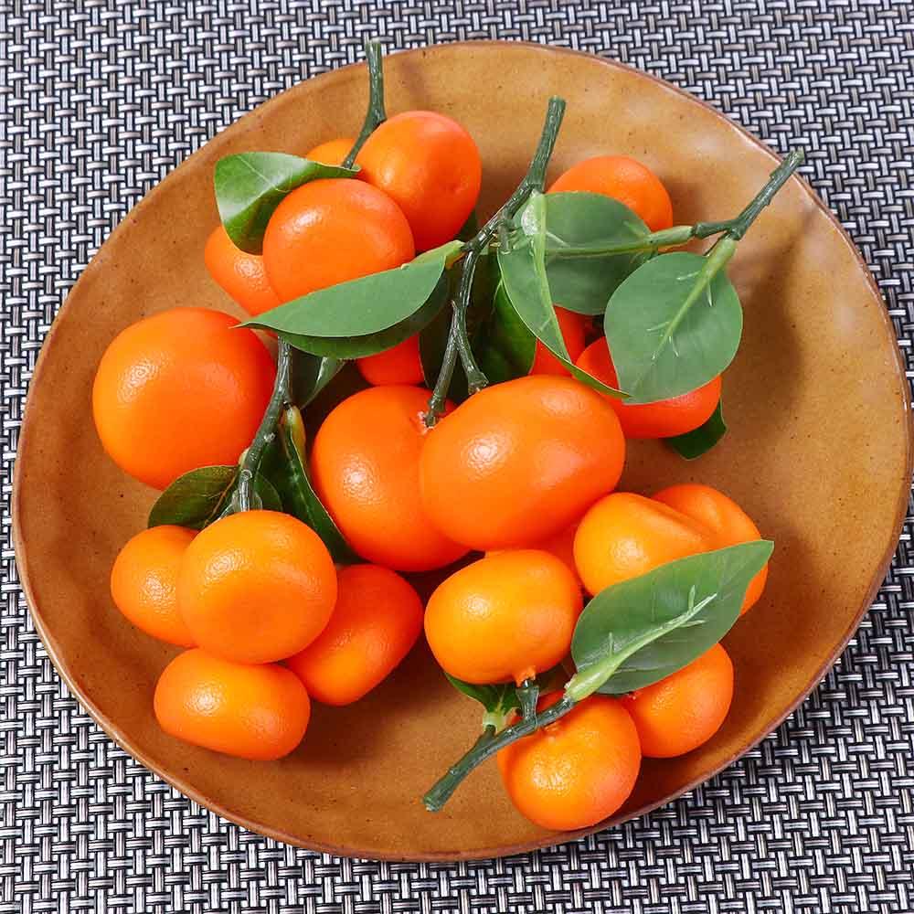 Home Ornaments Imitation Fruits Fruit Display with Fruits and Leaves Party Decor Fake Oranges Tangerine Model Artificial Fruit