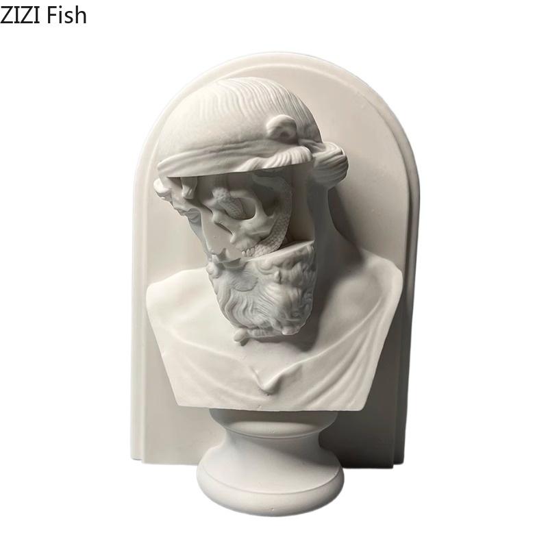 Poseidon Plaster Statue Desk Decoration Ornaments Artwork Characters Sculpture Sketching Practice Coloring Teaching Tool