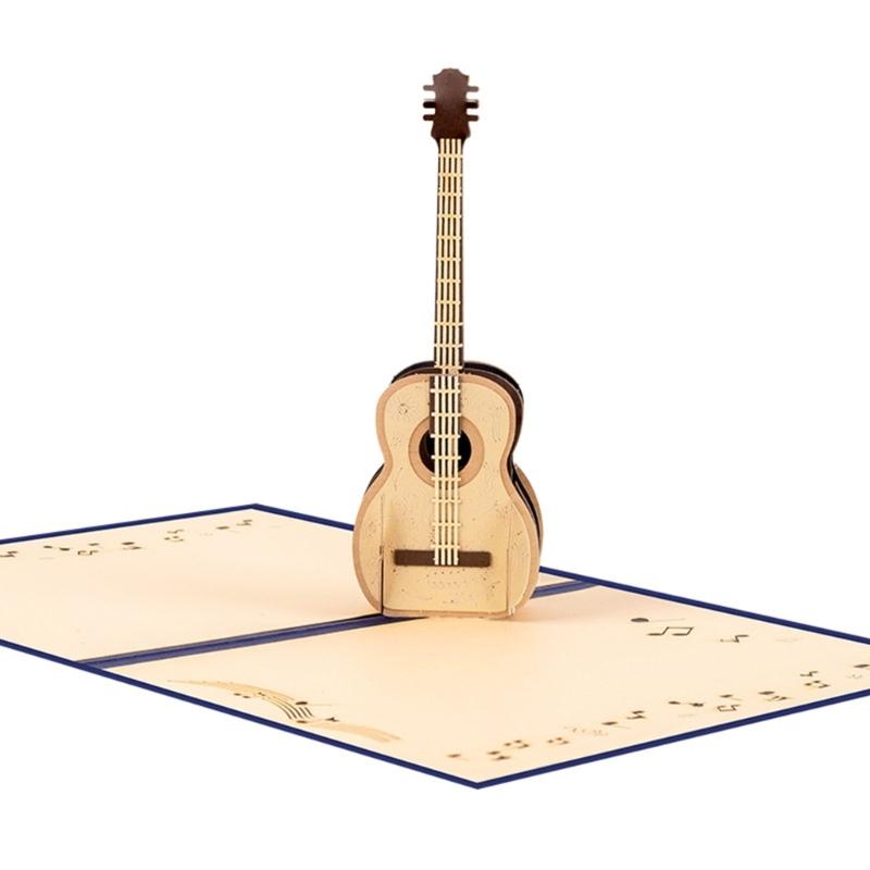 Birthday Greeting Card Paper Sculpture Guitar Happy Birthday Card with Envelope For Kid Adult Anniversary Celebration
