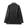 Women's 2024 Retro Single-Button PU Leather Long-Sleeve Suit Jacket