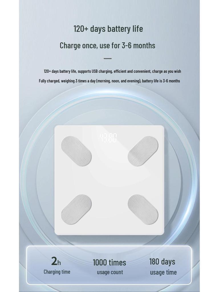Bluetooth Rechargeable Smart Body Scale for Women - High-Precision, Connects to Phone