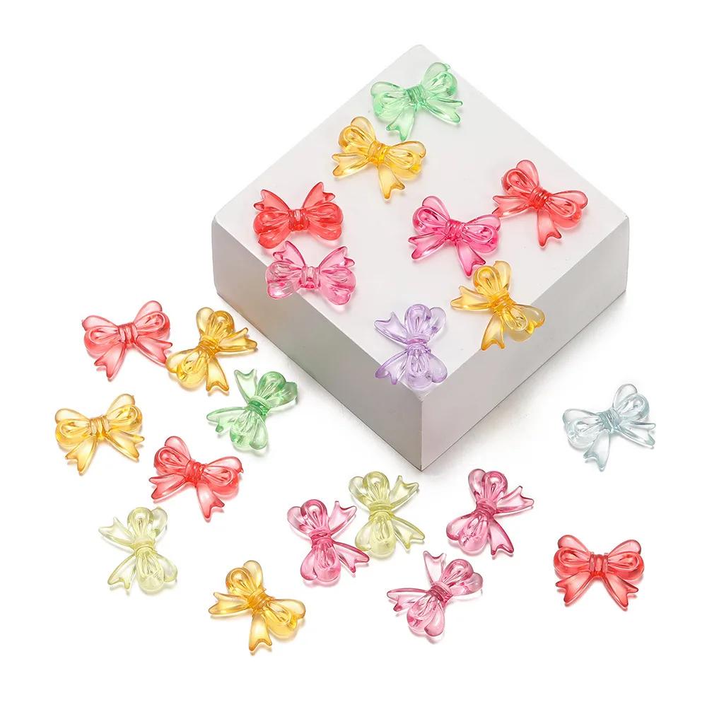 TX14 20Pcs/Lot 14x18mm New Exquisite Bowknot Transparent Spacer Beads DIY Pendants Necklace Bracelet Jewelry Trend Accessories