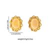 Gold Twist Retro Stainless Steel Gemstone Stud Earrings for Women