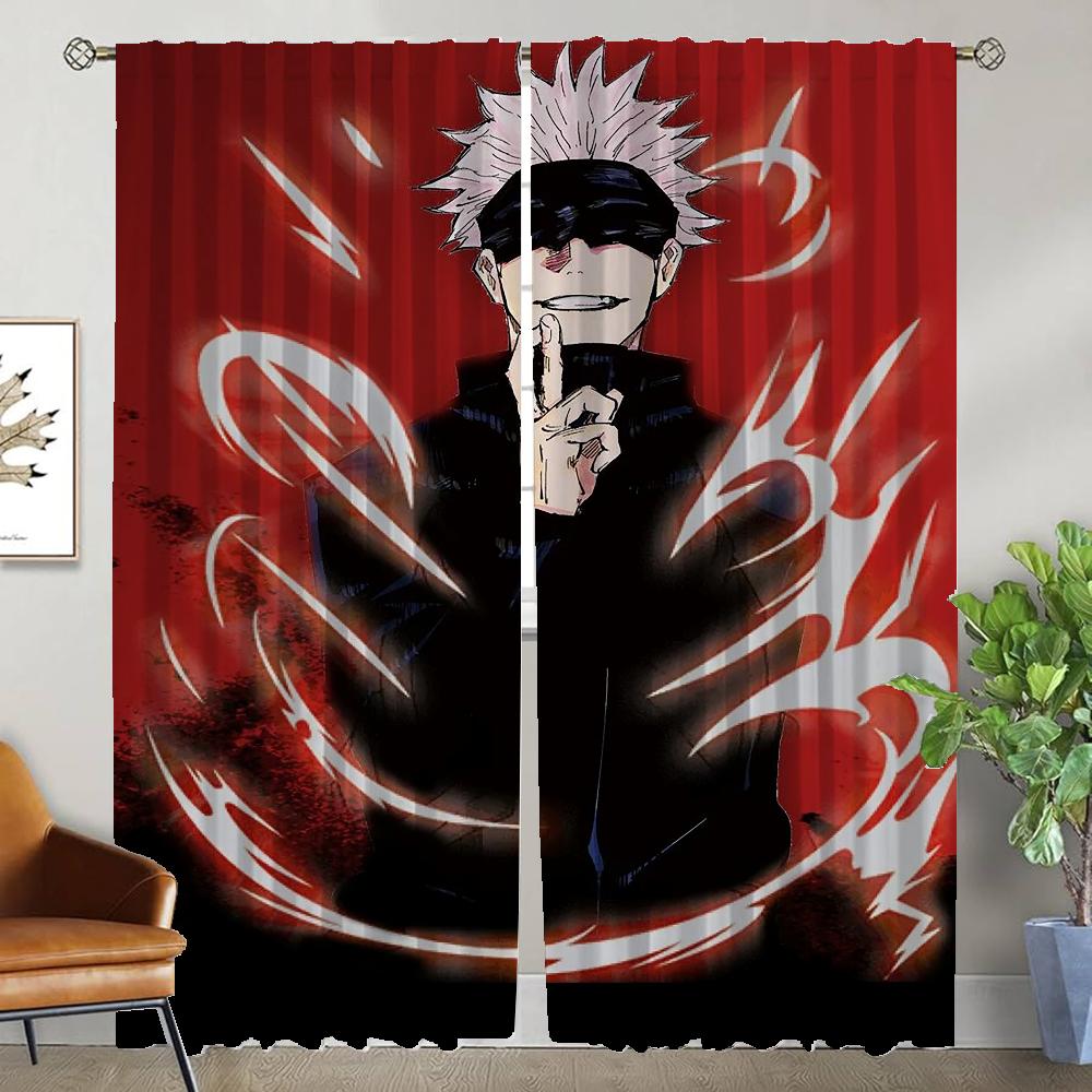 

Gojo Satoru Halloween Decoration Kitchen Curtains 2 Pieces Tulle for Bedroom Elegant Room Curtains Window Curtain Partition Home W50xH70cmx2pcs-CL