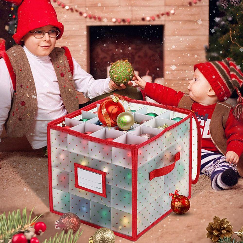 Convenient 64-Compartment Christmas Decoration Ball Storage Box Foldable Multi-Functional Storage Bag with Dividers Organizer