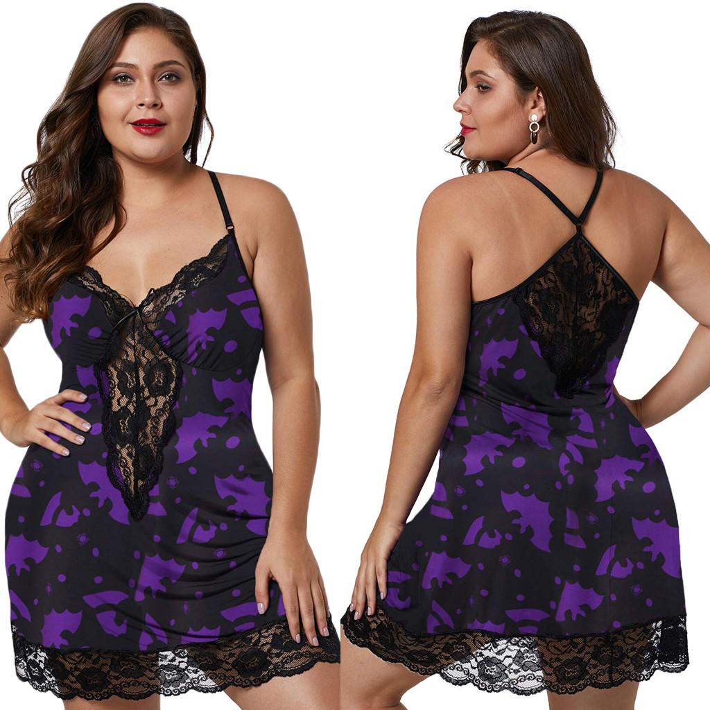 

Женское кружевное белье с глубоким v-образным вырезом, нижнее белье для сна, платье, стринги, ночная рубашка XXXL фиолетовый