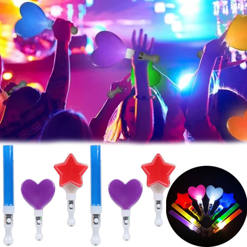 LED Stick Support Star Stick Heart Fluorescent Sticks Birthday Concert Party Glow Sticks Handheld Flashing Rod Idol Support Tool