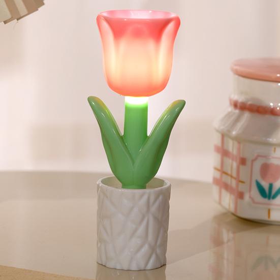Mini LED Blume Floral mit Weichem Schein Nachtlicht Tischlampe Kreativ Batteriebetrieben Nachttisch Schreibtisch