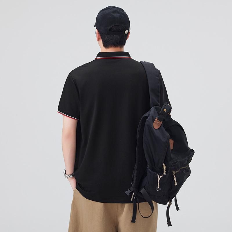 Polo Blouse Short-sleeved Relaxed Fit Summer Top Mens T-shirt Collared Clothes