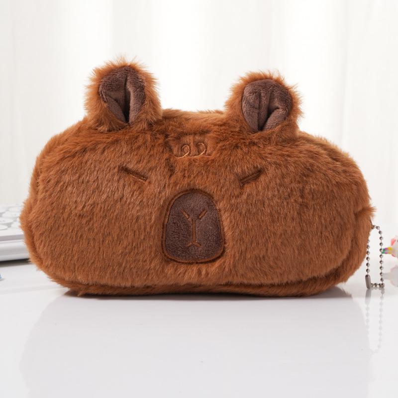 Capybara Plush Pencil Case - Large Capacity Cute Cartoon Stationery Bag for Students