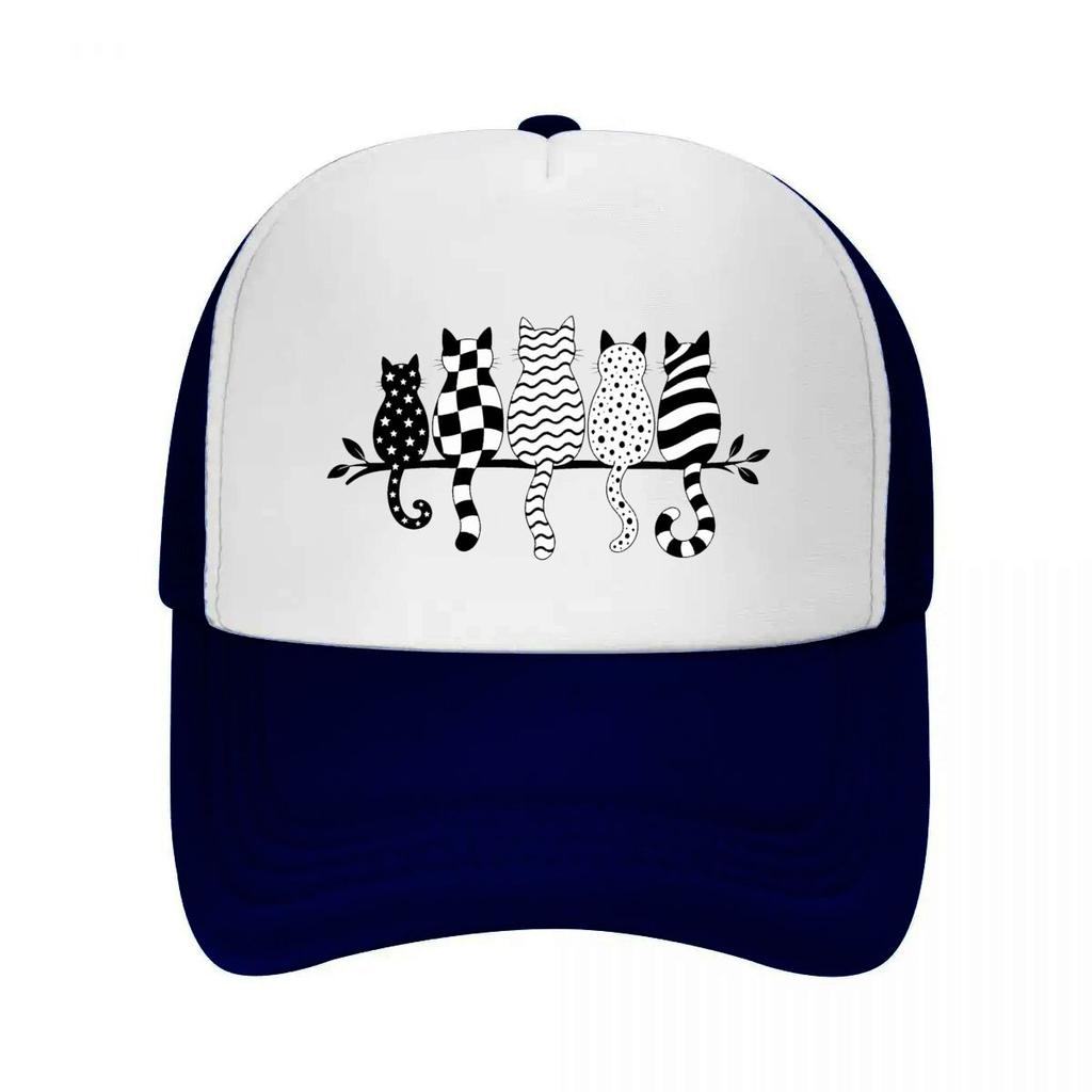 Verspielte gemusterte Katzen Linienkunst Netz Baseballkappe Lässiger Hut Outdoor Für Damen Unisex FeUnisex