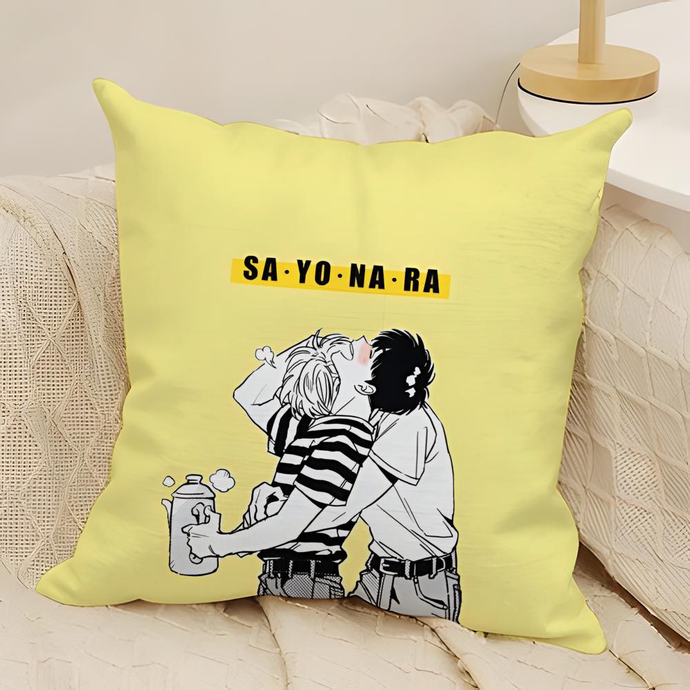 Anime Love Banana Fish Pillow Case Natural Linen Double-Sided Printing Sofa Home Decor Cushion Cover