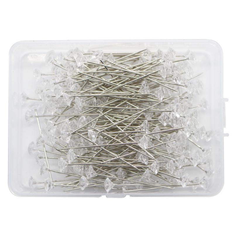 Clear Floral Head Pins - 6x38mm, Box of Diamond-Shaped Push Pins for Wedding Bouquets