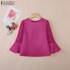 ZANZEA Women Casual Round Neck Lace Splice 3/4 Sleeve Elegant Blouse