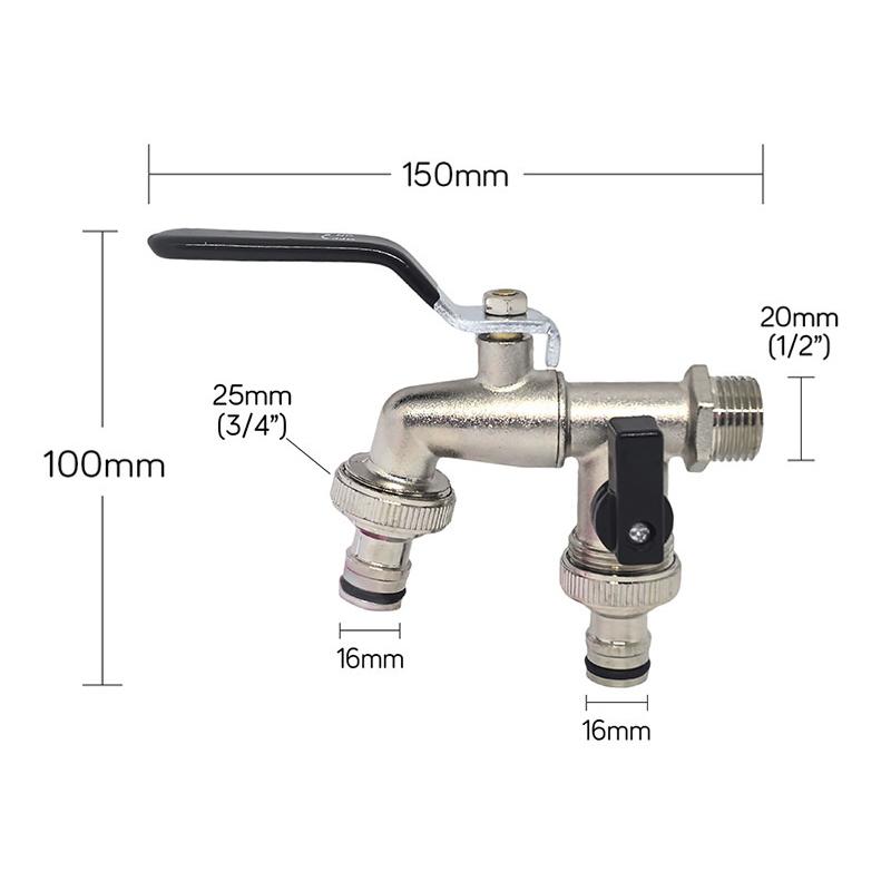 

Zinc Alloy Garden Irrigation Pipe Connector Faucet 1/2 3/4 Zinc Alloy Faucet Water Splitter Water Connection Adapter Switch