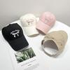 Spring/Summer Bow Embroidery Open-Top Hat: Women's Cute Ponytail Baseball Cap Fashion