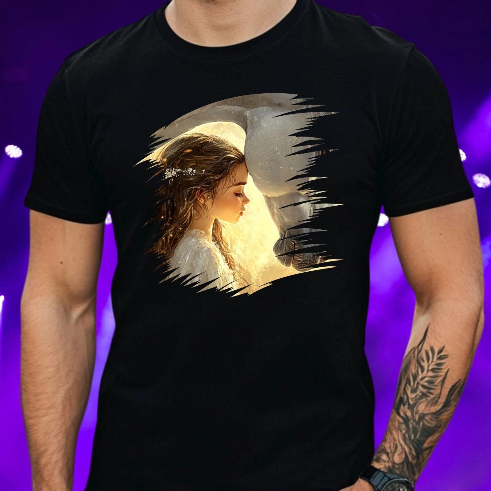T-Shirt Herren Mädchen mit Pferd Motiv Baumwolle Größe S bis 5XL XXXXL