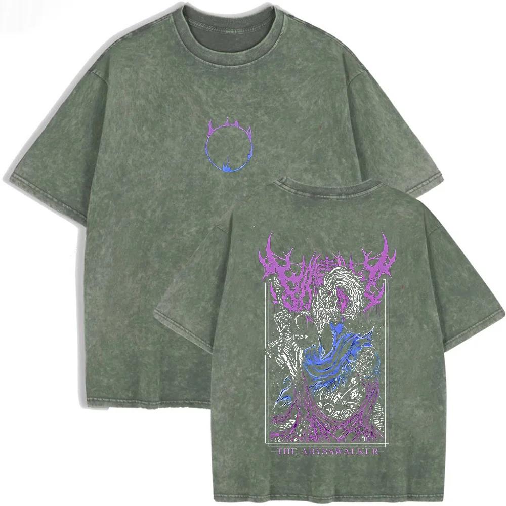 2026 T-shirt Grafica Nero Lavato Vintage Cavaliere Oscuro Gotico Metal Guerriero Schizzo Retro Fantasy Stampa Oversize Casual Manica Corta