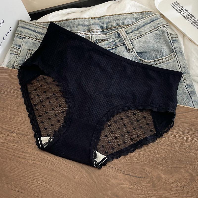 Lace Women's Underwear Sexy Hollow Out Thin Breathable Elastic Ice Full Transparent Mesh Pants