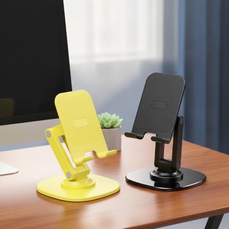 360° Rotating Foldable Desktop Mobile Phone Holder Plastic Stand+Metal Bottom Phone Stand Lazy Universal Tablet Support Stand