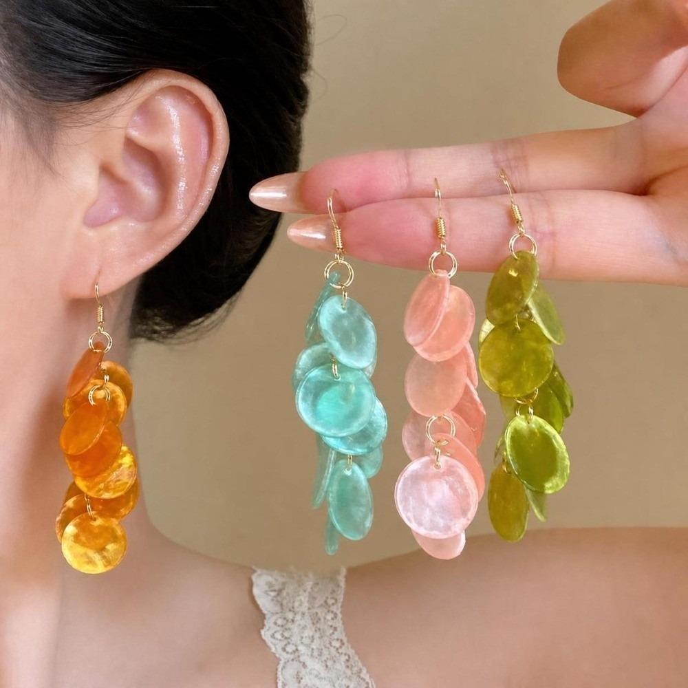Hooks Shell Tassel Earrings Vacation Style Tassel Drop Earrings Shell Dangle Earrings Beach