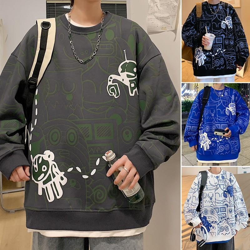 Graffiti Print Hoodie Men Women Loose Fit Streetwear Casual Teen Top
