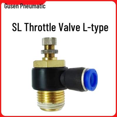 SL Throttle Valve L-Type Male Thread Pneumatic Quick Push-In Fitting, SL6-01/8-0210-03, Pneumatic Component.