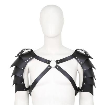 Yousheng Faux Leather Strap Men Adjustable Shoulder Armors Medieval Steampunk Viking Costume Warrior Knight Performance Shoulder Cover Cosplay