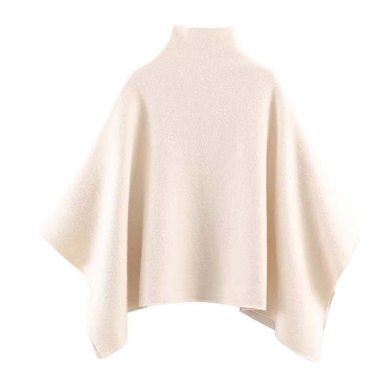 Autumn-Winter Women's Asymmetrical Stand Collar Knit Cape Coat