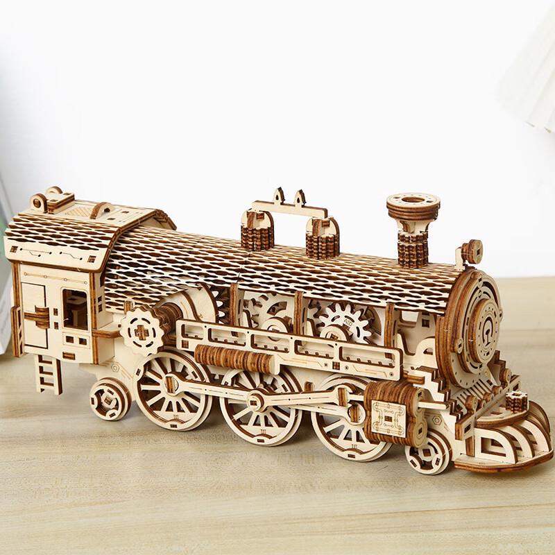 Chengchen Creation Camp Wooden Gear Steam Train 3D Puzzle