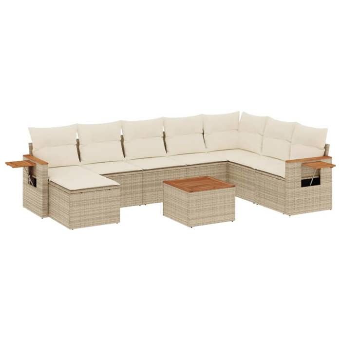 VidaXL Garden Lounge Set with Cushions 9 Pcs, Patio Sofas, Patio Furniture Set, Outdoor Furniture, Beige 3227094